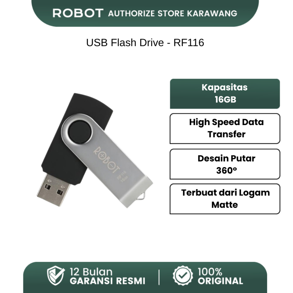 Jual ROBOT RF116 16GB Flashdisk FlashDrive USB Drive Original - Garansi ...