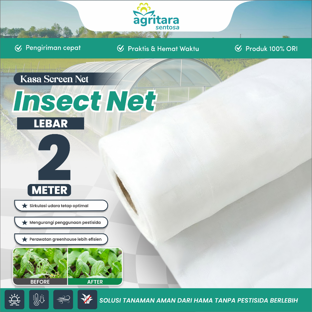 Jual AGRITARA - Insect Net Lebar 2 Meter Jaring Serangga Greenhouse ...