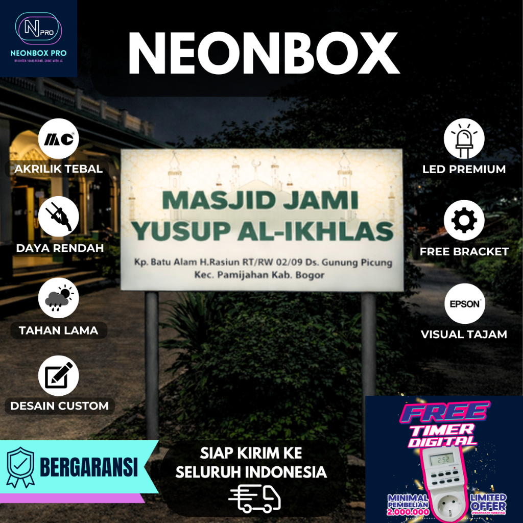 Jual NEONBOX AKRILIK BULAT / KOTAK | Lampu Neon Box Reklame Pinggir ...
