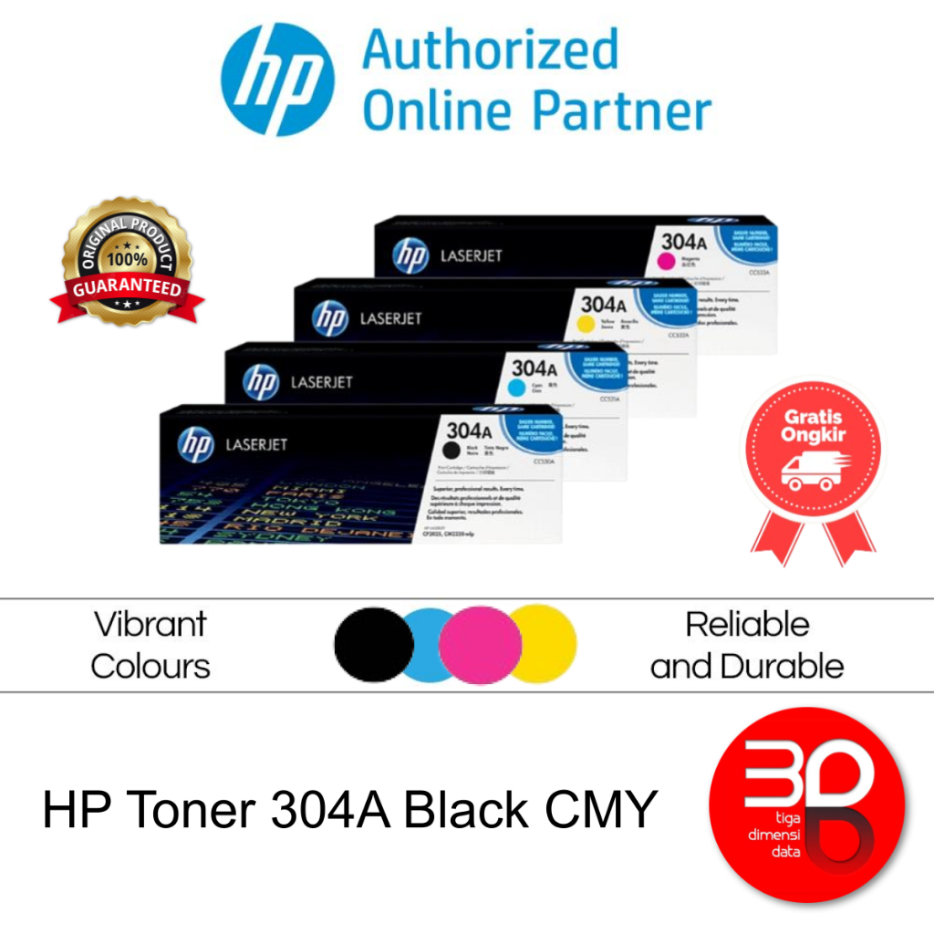 HP Toner 304A Black Cyan Magenta Yellow LaserJet Cartridge Original [C530A C531A C532A C533A]