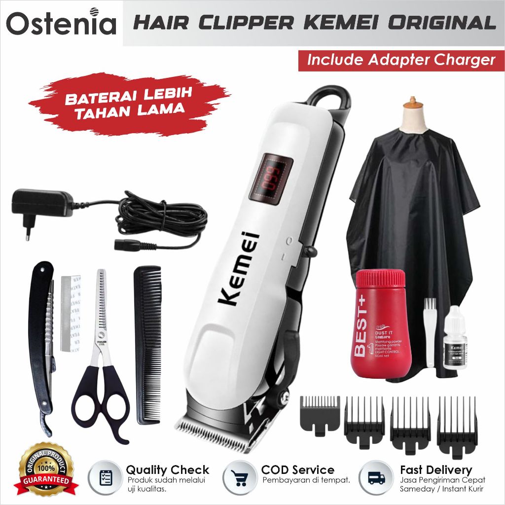 Jual Paket Mesin Cukur Rambut Elektrik Lengkap Hair Clipper Kemei ...