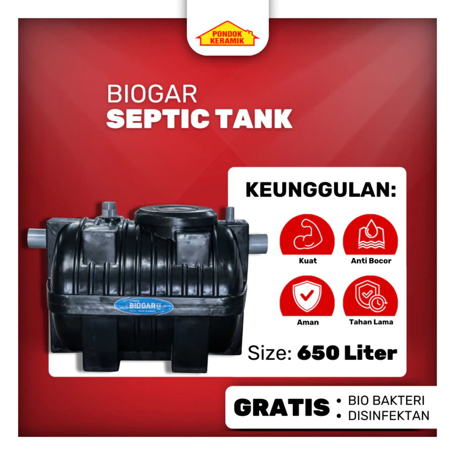 BIOGAR Septic Tank 650 liter Sepiteng Sepi Tank Tangki Septic Bio Septic Tank Hitam Bio Filter 5X Filtrasi Ramah Lingkungan