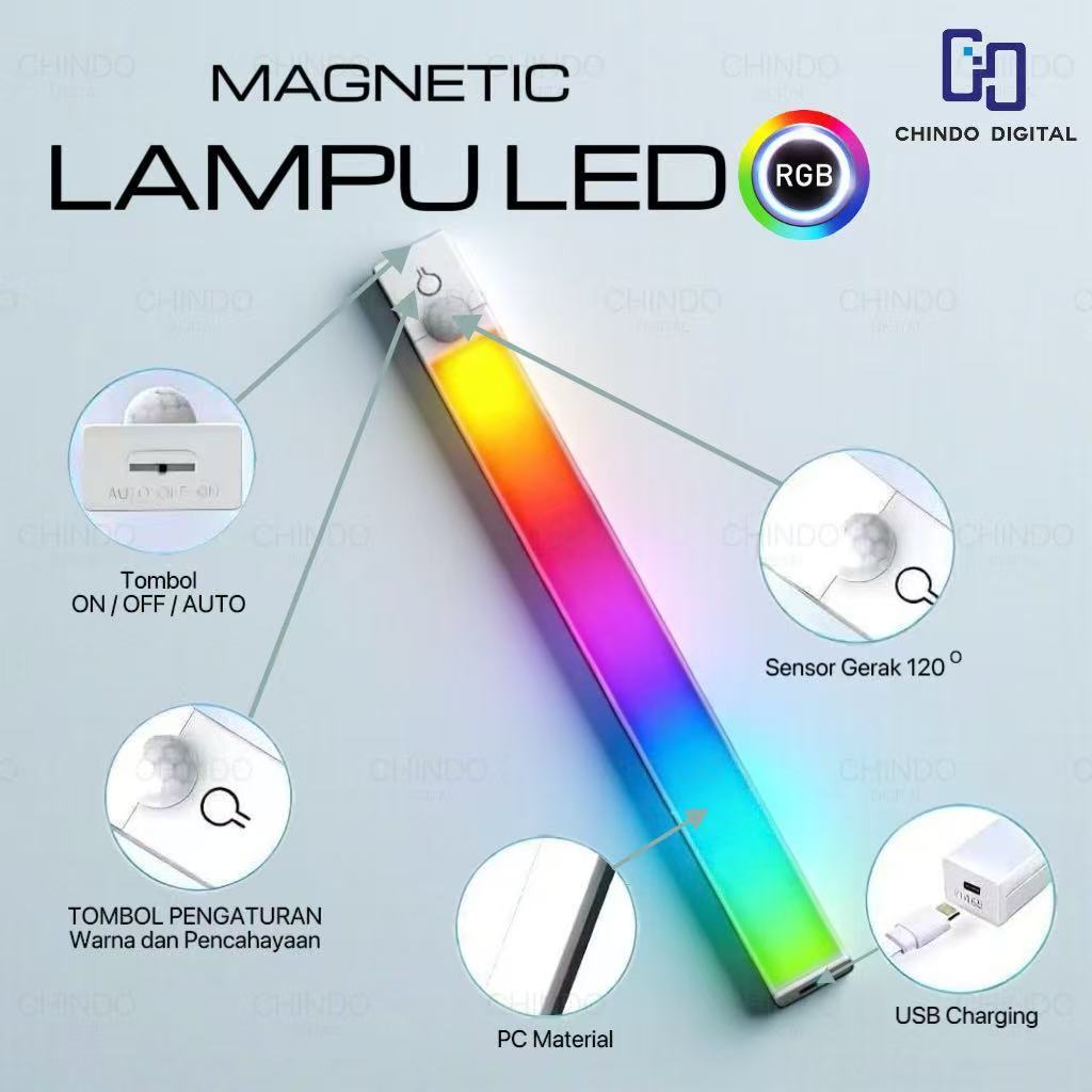 Jual [COD] RGB Lampu Sensor Gerak Magnetic Motion Sensor Lampu RGB ...