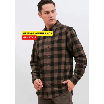 Kemeja Flanel Kotak Merah Abu Hitam Kombinasi