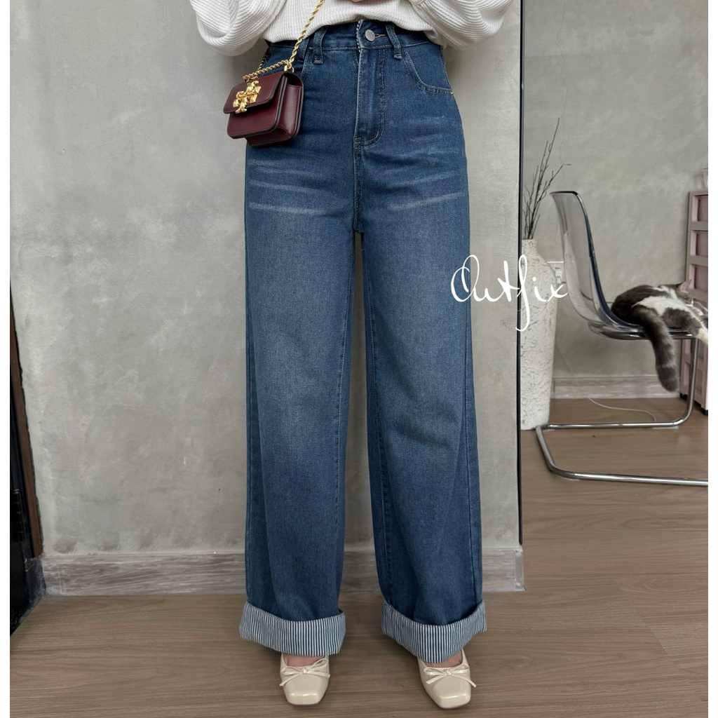 Jual Outfix Fold Stripe Jeans - Bawahan Jeans Culot, Korean Look S M L ...