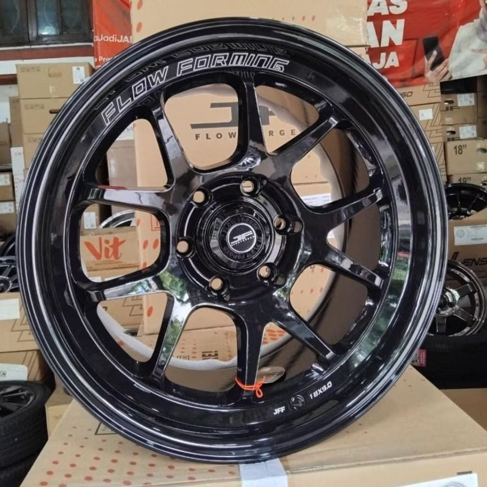 Jual velg racing ring 18 lebar 9 VENOM 6 JF LUXURY NERO FLOW FORMING ...