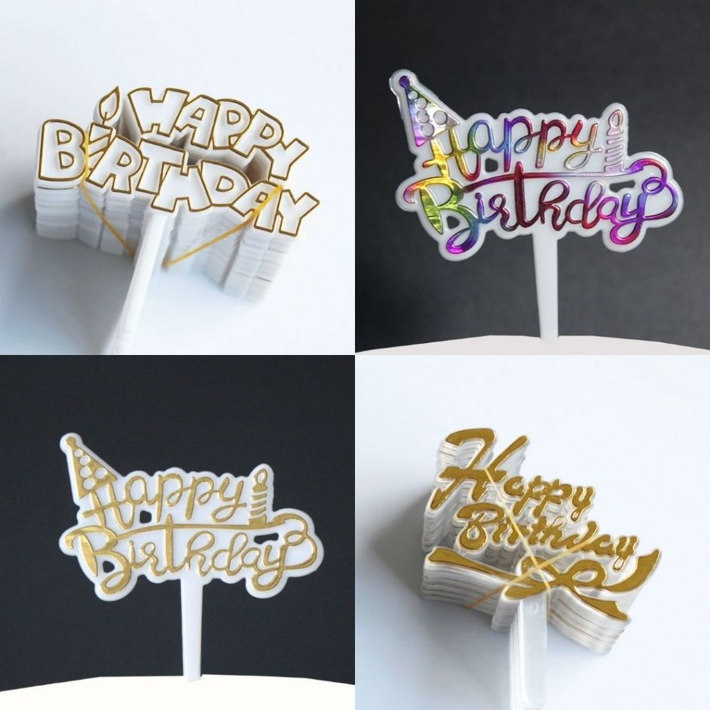 Jual GROSIR (isi 25 pcs) Topper Ulang Tahun Happy Birthday Mini Bahan ...