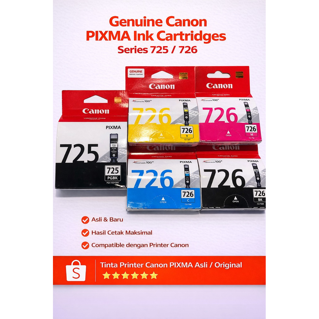 Jual Tinta Printer Canon 725-726 PGBK-BK-M-C-Y iP4870/iP4970, iX6560 ...
