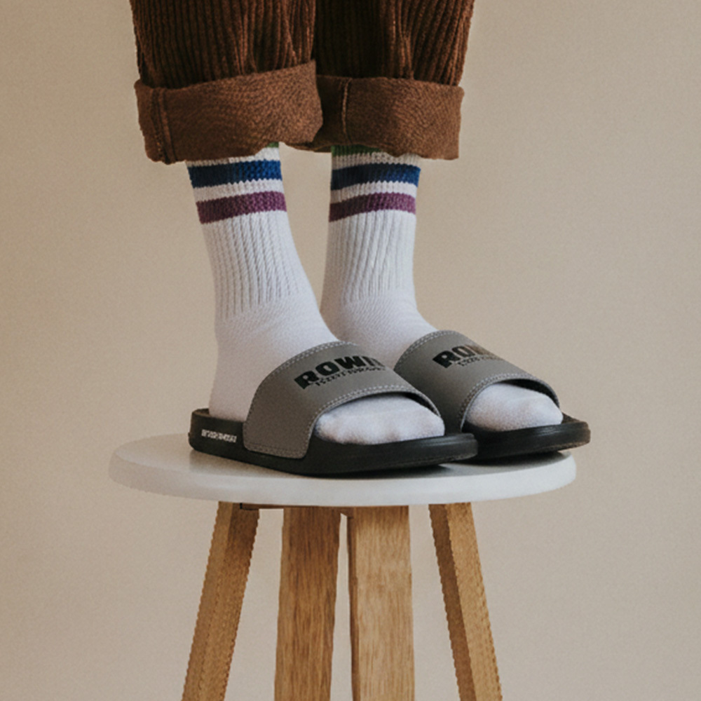 Jual Rown Division Sandal || Cardiff Black Grey Slipper Sandals ...