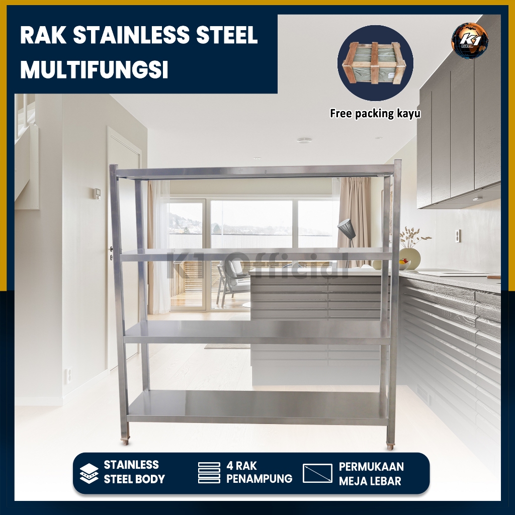 Jual Rak Dapur MBG Stainless Steel 4 Susun Slotted Pan [ Include ...