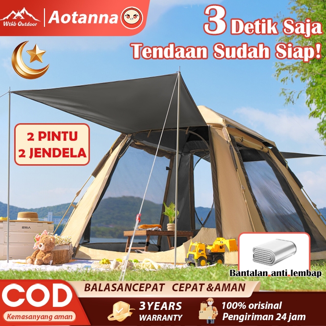 Tenda Camping Otomatis Outdoor Indoor Lipat Portable Waterproof Anti Air Untuk 4-6 Orang