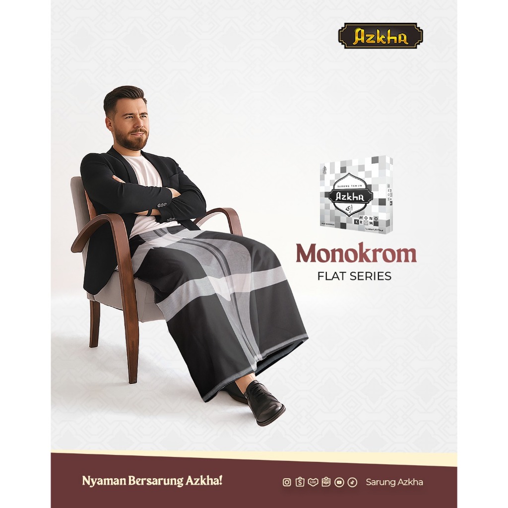 Jual Sarung Tenun Azkha Monokrom (Sarung Dewasa) | Shopee Indonesia