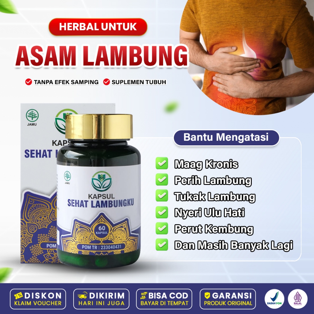Obat Asam Lambung Tinggi Sakit Maag Kambuh Nyeri Ulu Hati Perut Kembung Mual Gerd Tukak Lambung Kapsul Sehat Lambungku Asli
