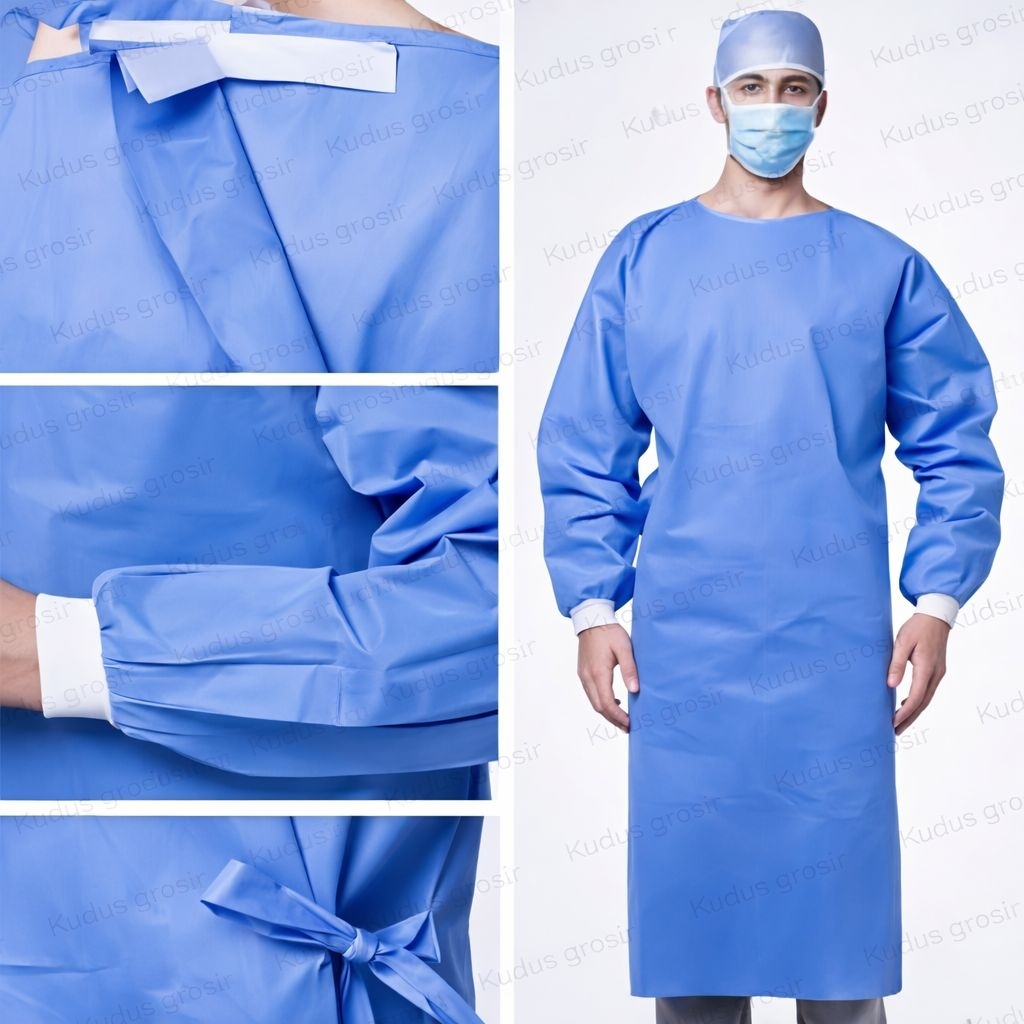 Jual apd gown | surgical gown | gown medis | 70gsm bahan microporus ...