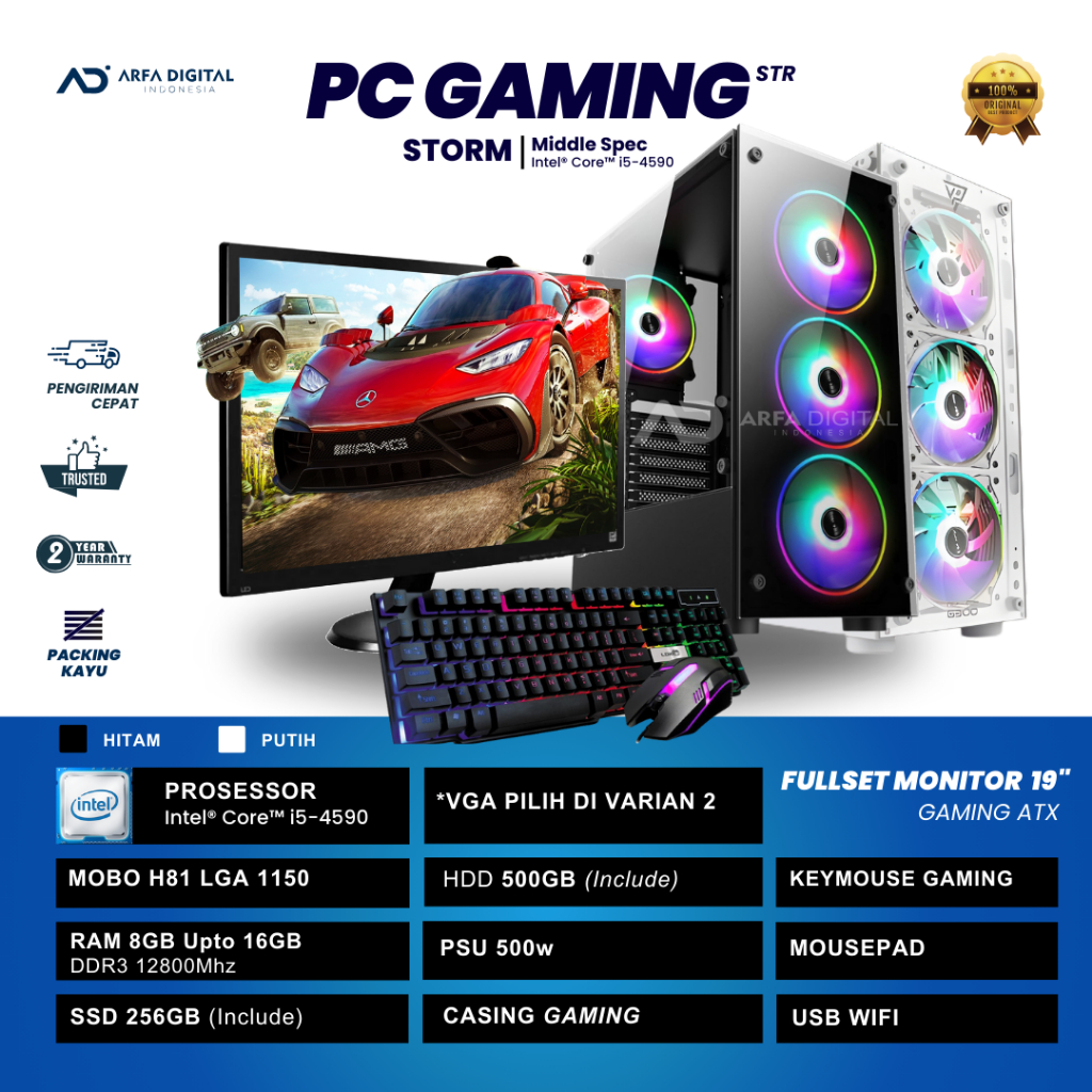 Jual PC Gaming Full Set Core i5 4590 RAM 16GB SSD 256GB VGA 4GB