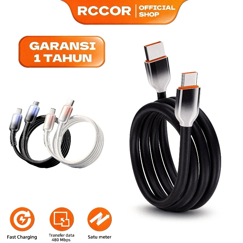 Jual RCCOR Kabel Data Fast Charging USB-C ke TYPE-C-C, 4 Inti Tembaga ...