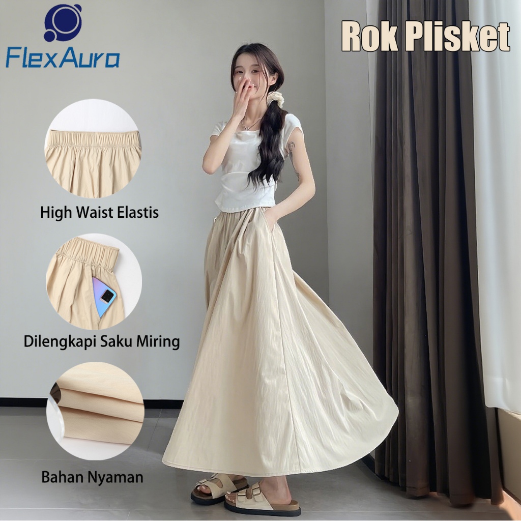Jual Rok Panjang & Rok Celana Wanita Model Korea 2026 - High Waist A ...