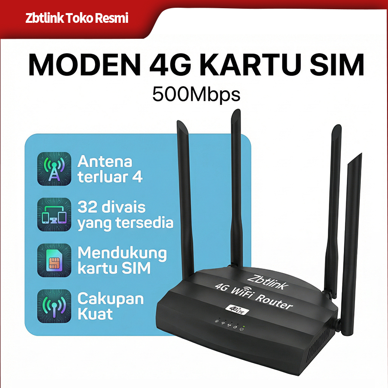 Jual Zbtlink Modem WiFi 4G LTE 500Mbps Mendukung 32 Perangkat Jangkauan ...