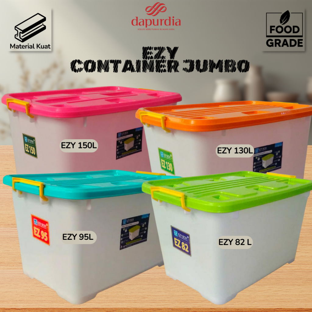 Jual EZY Container Box 82L | 95L | 130L | 150L Lengkap Dengan Roda ...