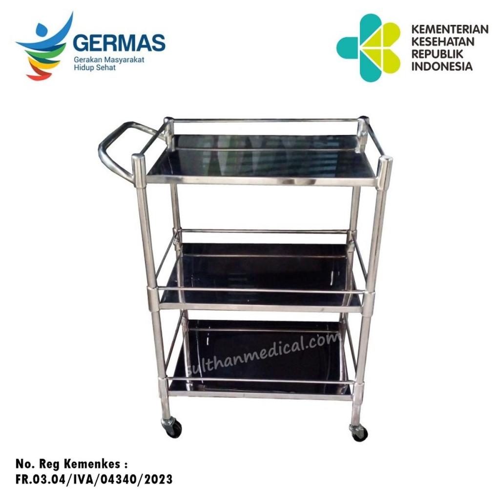 Jual Meja Troli Instrumen Stainless 3 Rak Model Knockdown | Shopee ...