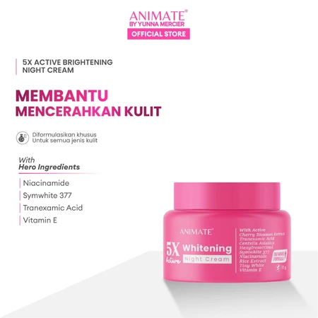 Animate 5X Active Whitening Night Cream / Krim Malam 10 gr