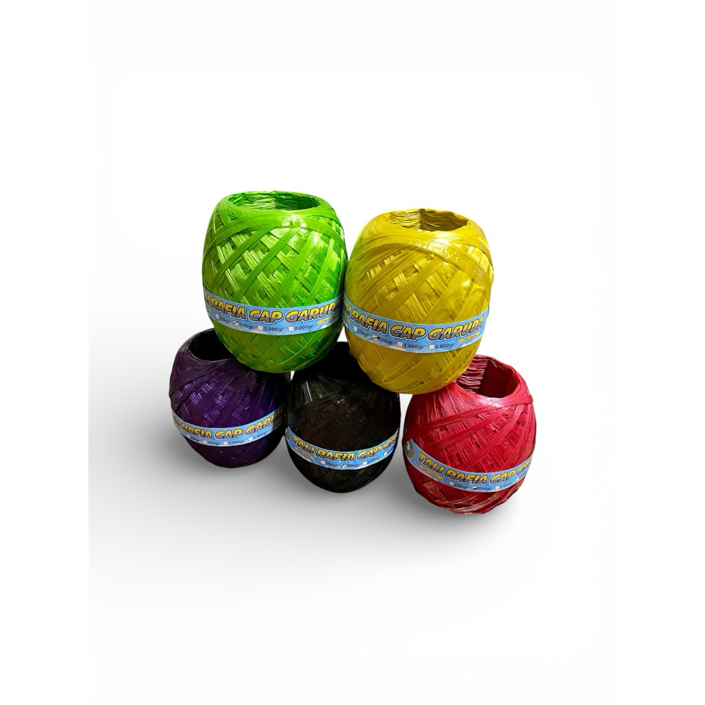 Jual Tali Rafia Cap Garuda Warna kilap coklat,hitam,orange,putih,merah ...