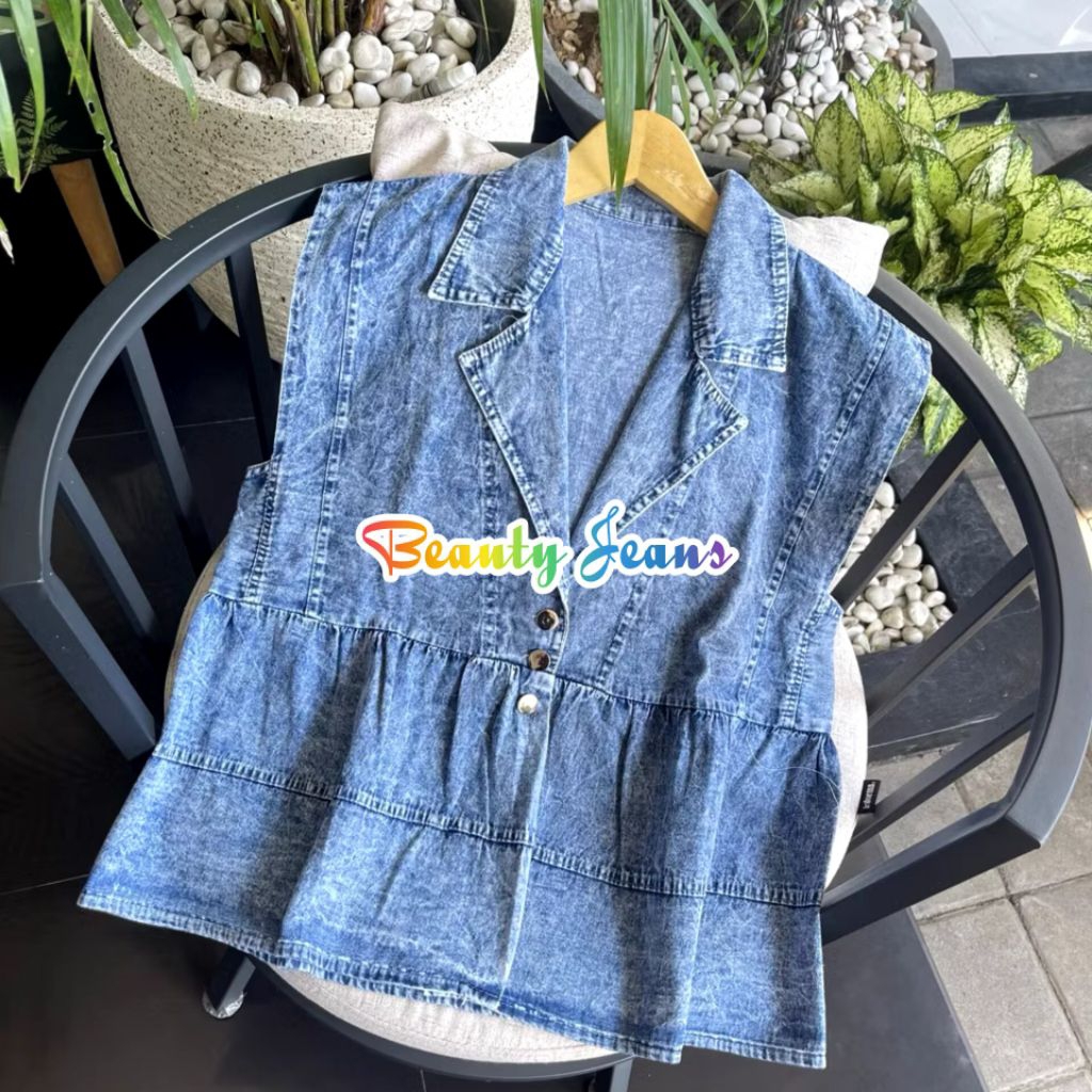 Jual VEST JEANS WANITA JACKET ROMPI OVERSIZE VINTAGE DENIM JINS KOREAN ...