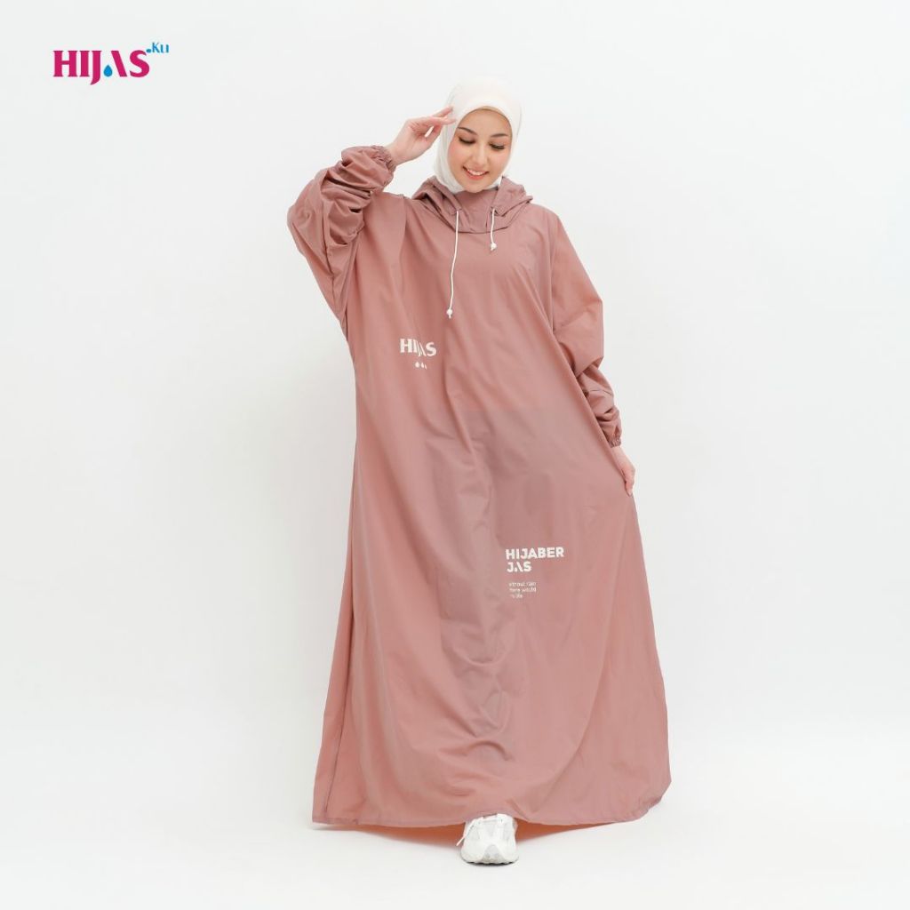 Hijasku Jas Hujan Wanita Gamis Syar'i Jumbo Dusty Pink foto 1
