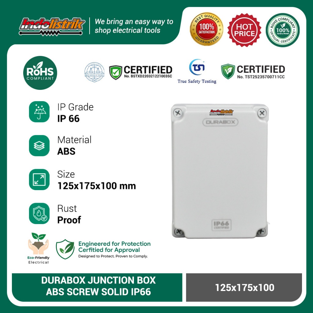 Jual Junction Box Panel Plastik 125x175 x 100 mm Durabox - KUALITAS ...