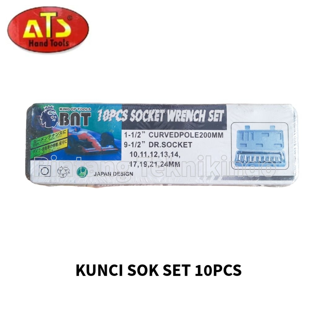 Jual ATS Kunci Sok Set 10 Pcs 10 - 24 mm Box Plastik Hand Socket 10Pcs ...