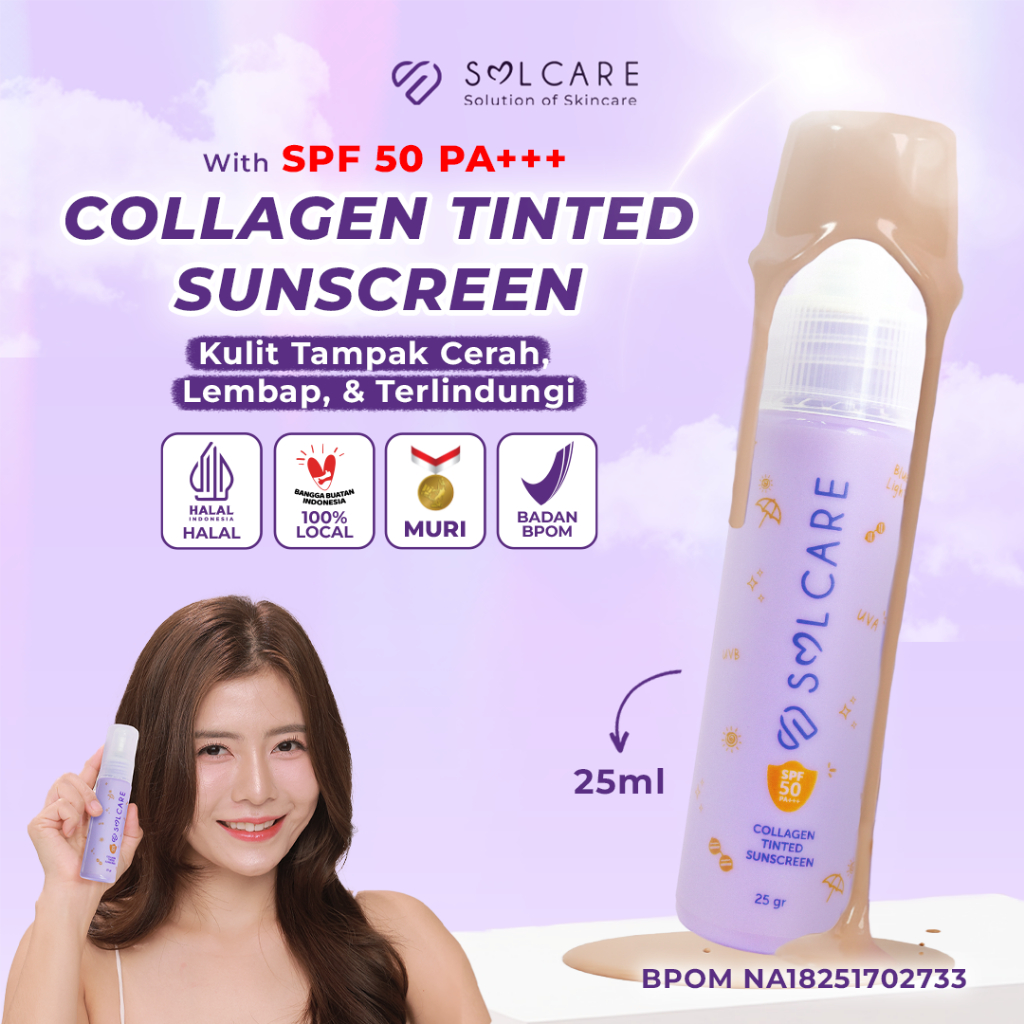 Jual Solcare Collagen Tinted Sunscreen SPF 50 PA+++ — Sunscreen Tone Up ...