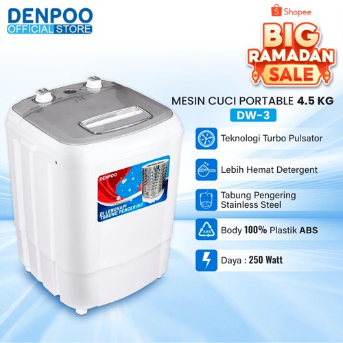 Mesin Cuci Portable Mini DW 3, Kap 4.5 Kg