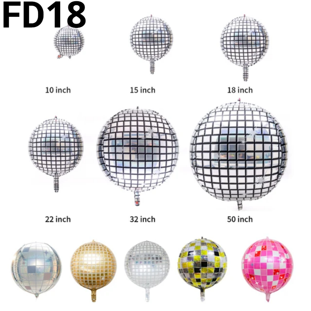 Jual FD18 Balon foil bola bulat disco orbz 4D 18 inch 45 cm disko ...
