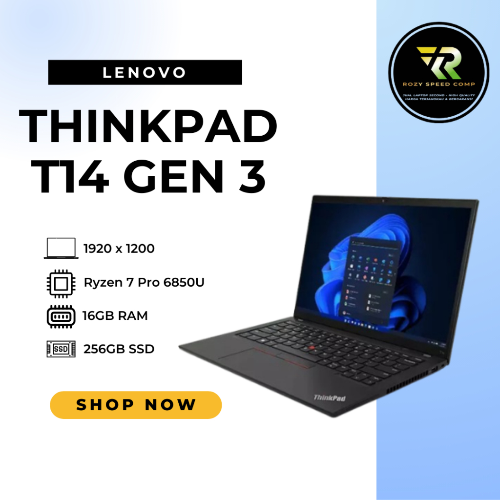 Jual LENOVO THINKPAD T14 GEN 3 AMD RYZEN 7 PRO 6850U RAM 16GB SSD