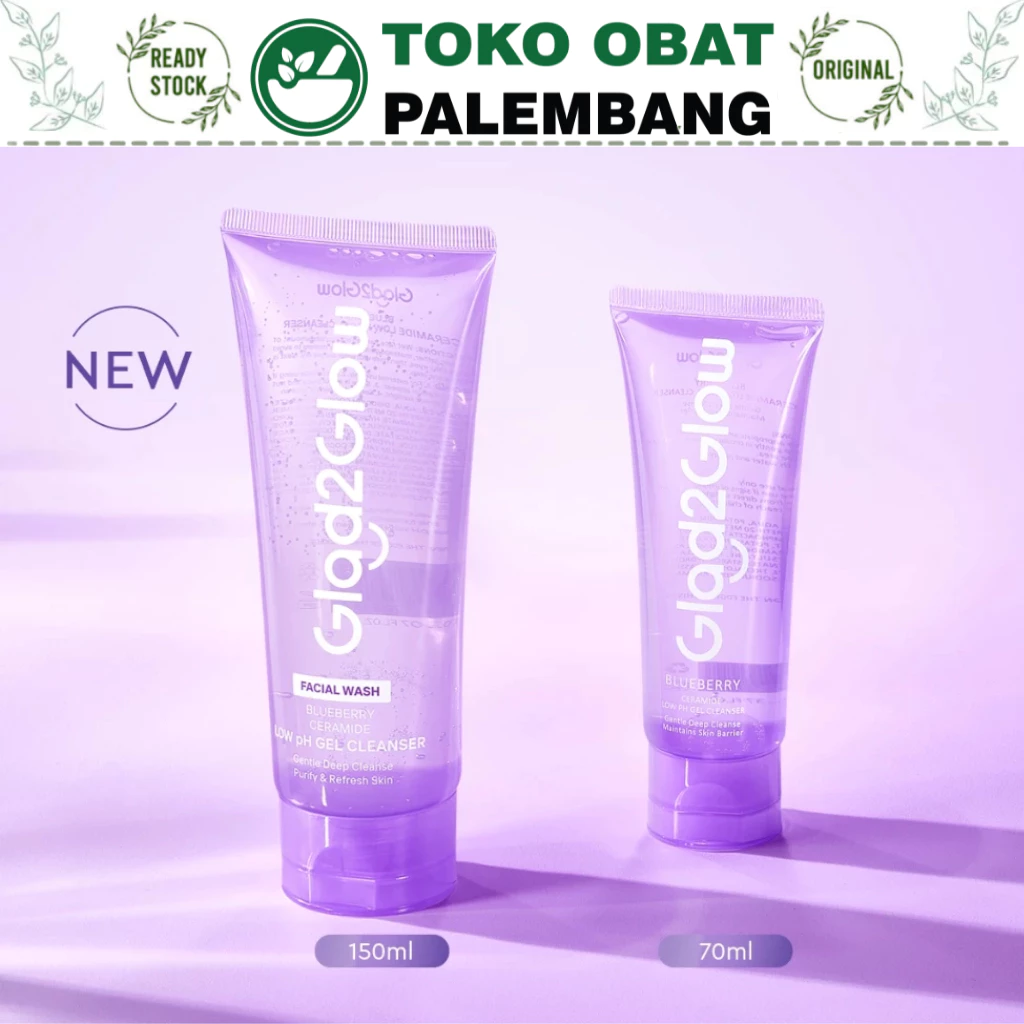 GLAD2GLOW BLUEBERRY CERAMIDE LOW PH GEL CLEANSER 70ML 100ML 150ml FACIAL WASH MUKA SABUN CUCI MUKA SENSITIVE SKIN BARRIER FACE WASH