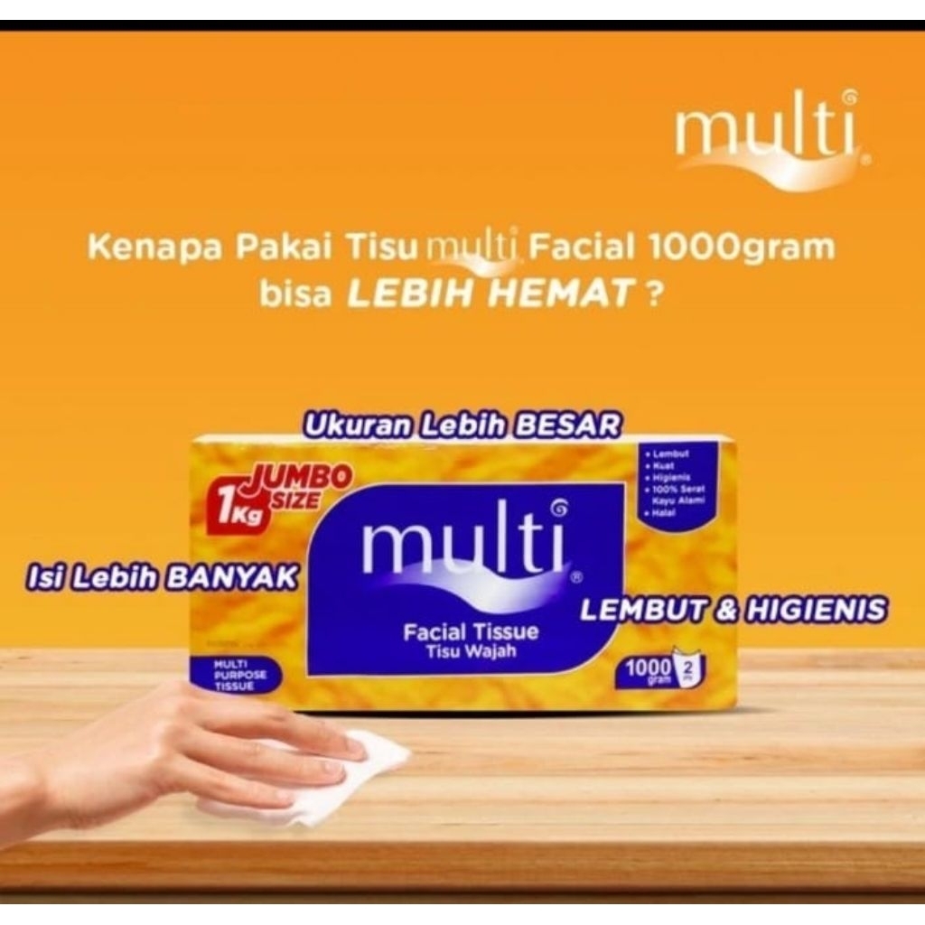 Jual 1 Dus (16Pack)Tissue Multi 1000 Gram / 1 Kg 2ply Jumbo Size Kiloan ...