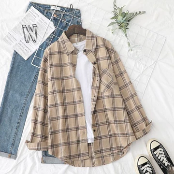 Kemeja Flanel Pria Dan Wanita Lengan Panjang Motif Kotak Kualitas Premium