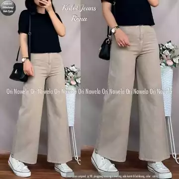 Aqila Fashion Higwaitshigh Waist Kulot Jeans Wanita Premium Asli Jeans Tebal