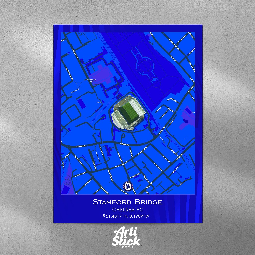 Jual Poster Peta Stamford Bridge Chelsea FC | Minimalis Aesthetic ...