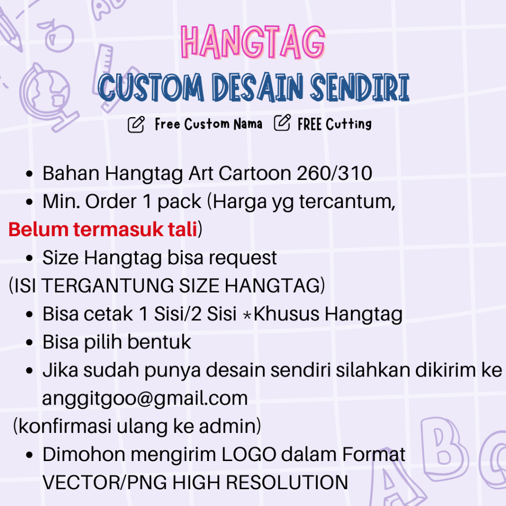 Jual Hang Tag Custom Desain Sendiri Hangtag Custom Desain Tag Custom ...