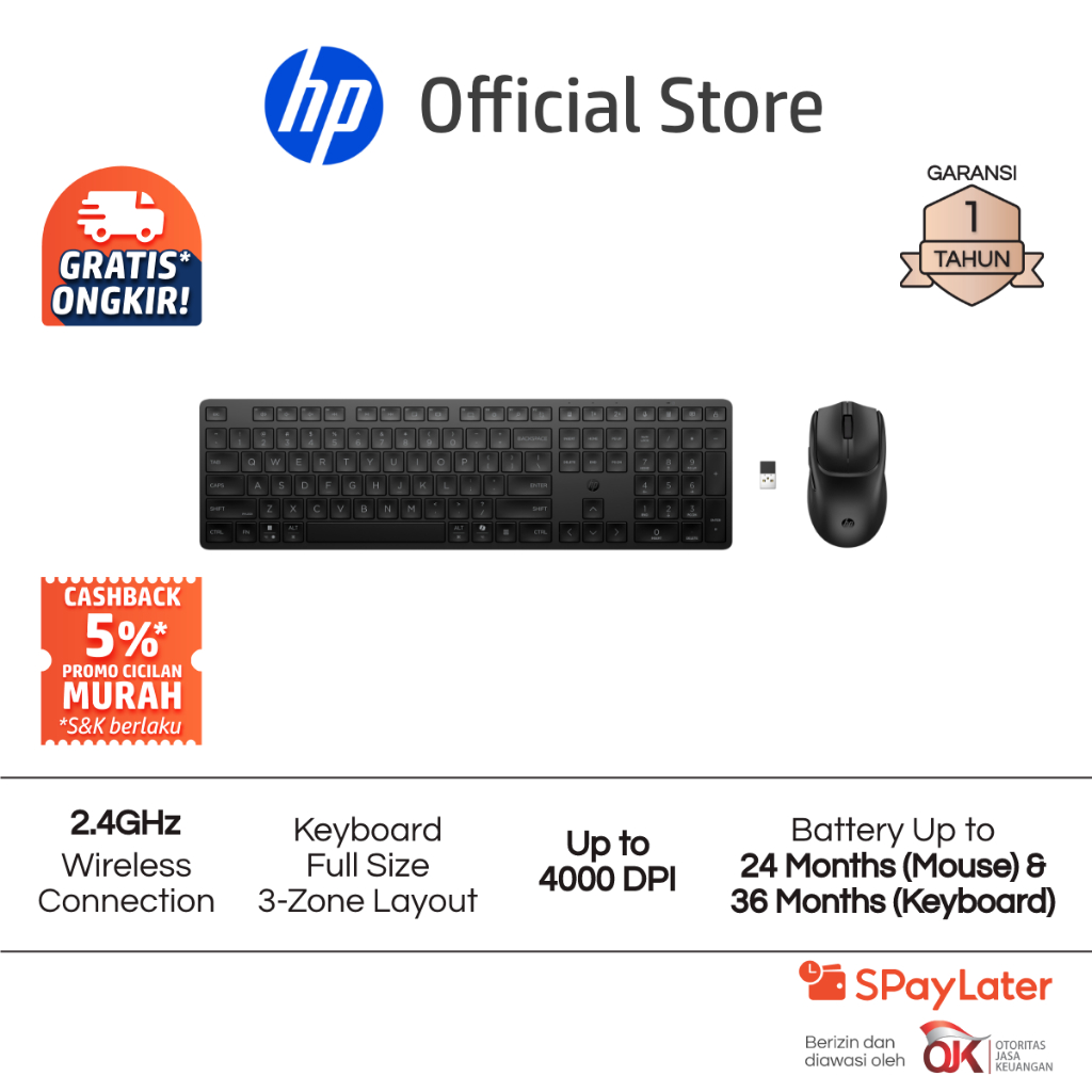 Mouse and Keyboard Combo HP Multi-Device Dual-Mode 490C A/P Black / White Wireless Bluetooth 4000 DPI Garansi 1 Tahun Promo Murah Gratis Ongkir Offici (2)