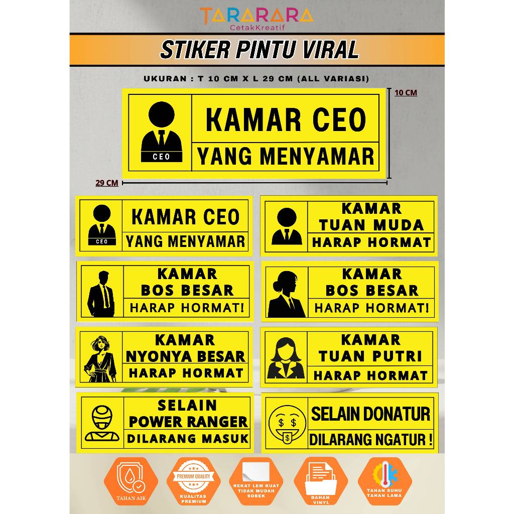 Jual PROMO Termurah Hiasan Dinding CEO YANG MENYAMAR | STIKER PINTU ...