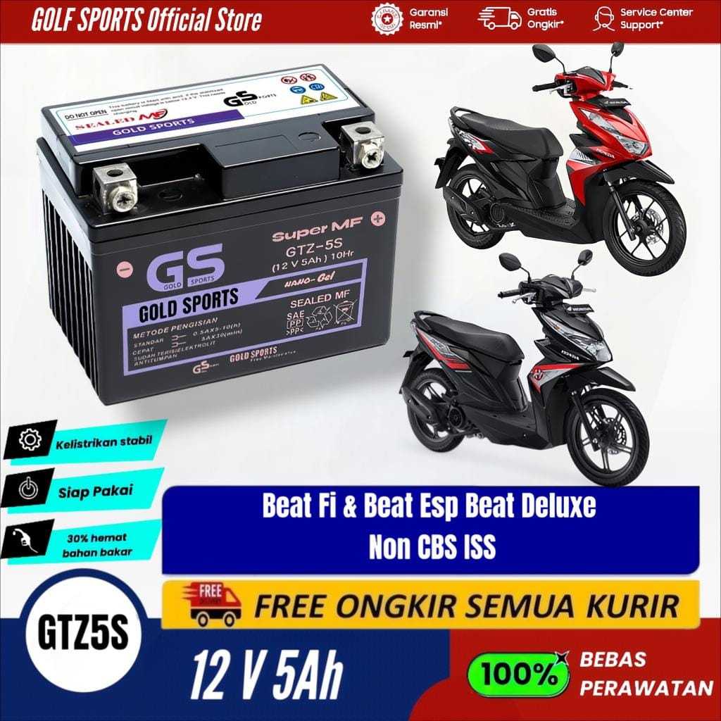 GOLF SPORTS Aki Full Kering Motor BEAT FI Street Kabru DELUXE Non idling Stop GTZ5S 12V5Ah Baterai