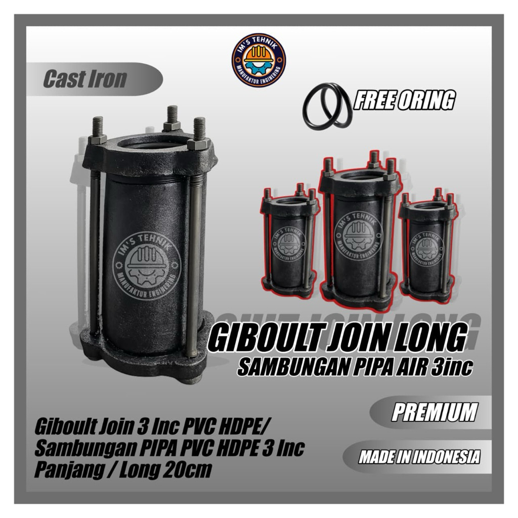 Jual GIBOULT JOINT 3 inc PVC HDPE SAMBUNGAN PIPA PVC LURUS PANJANG 20cm ...