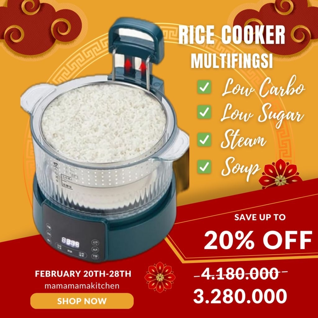 Jual (READY- LEBIH CANGGIH) Healthy Rice Cooker Rendah Gula Low Carbo ...