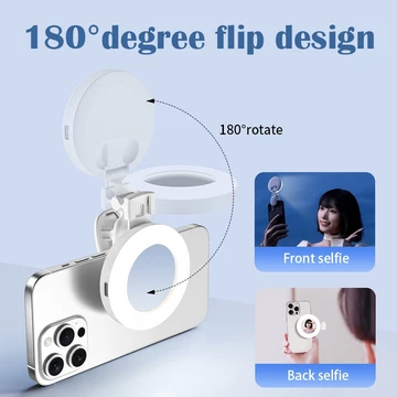 Selfie Ring Light 9 Levels Mirror Clip Dengan 3 Suhu Warna