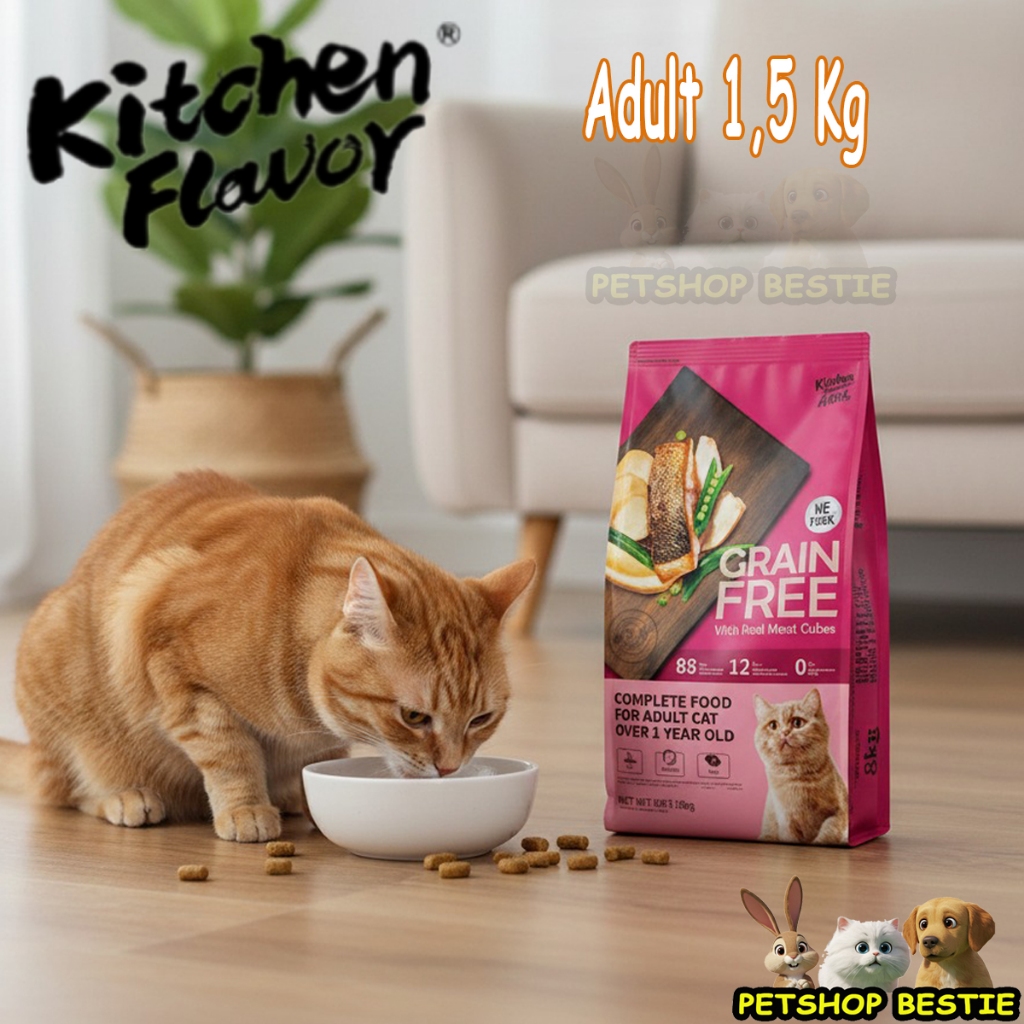 Jual Kitchen Flavor Grain Free Adult Cat Food 1,5kg - KF Adult 1,5 kg ...