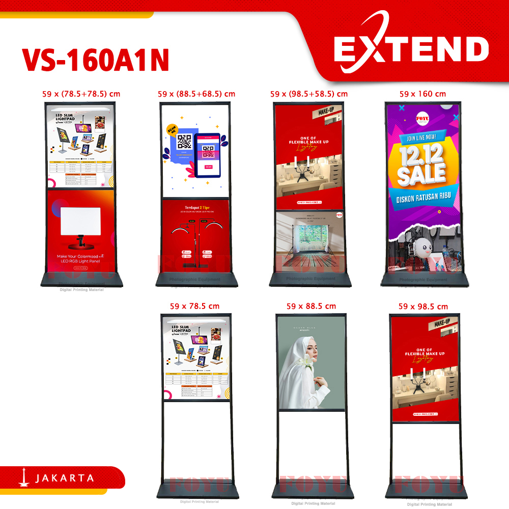 Jual Extend VS-160A1N Stand Display Banner Poster Menu Promosi 60x160cm ...