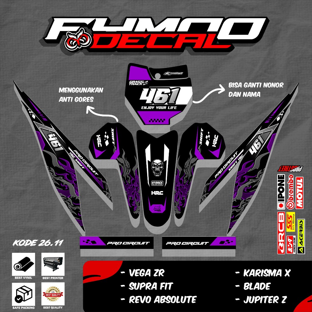 Jual Stiker Variasi RBT/GTX REVO FIT 110 Stiker Decal Striping Bebek ...