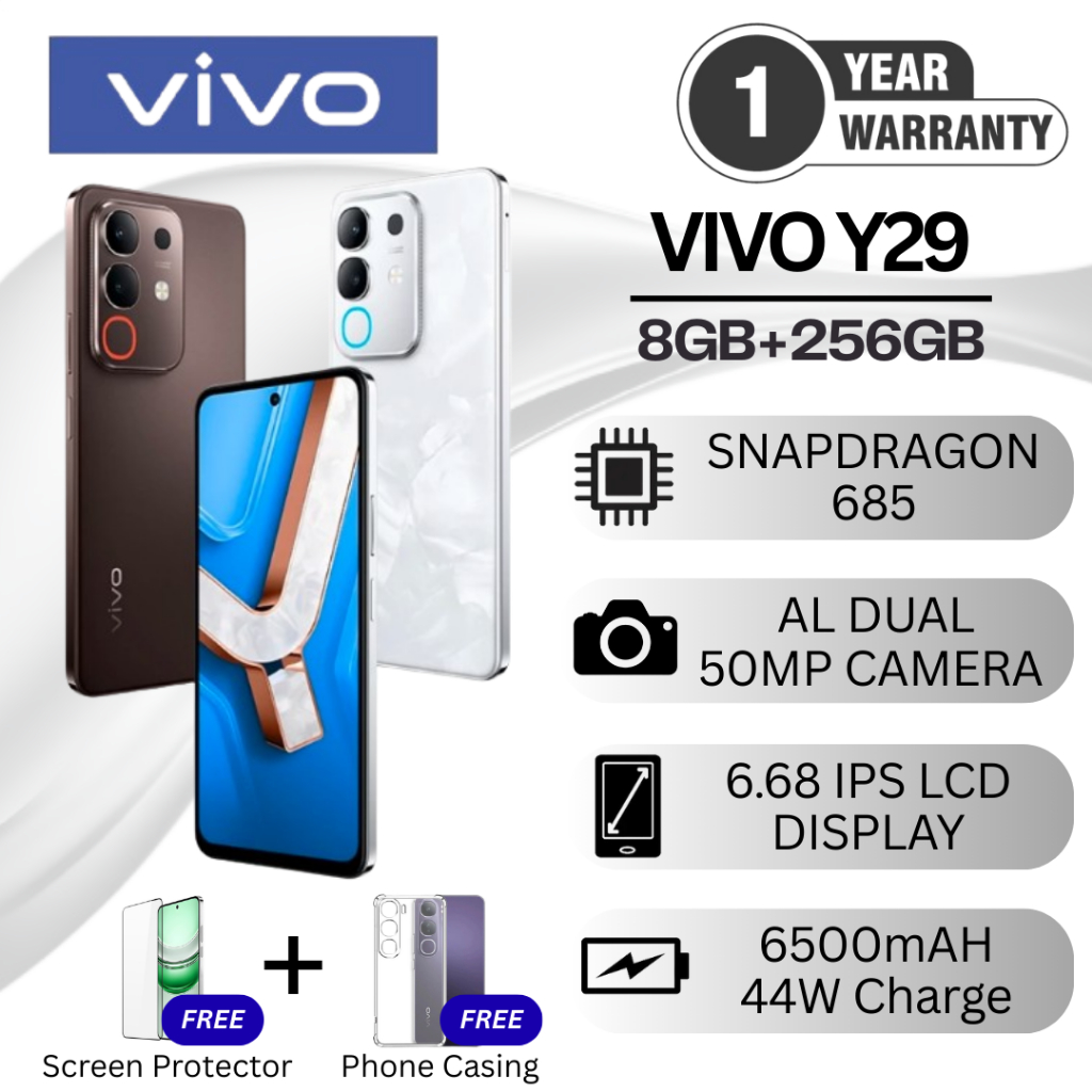 Vivo Y29 (8GB+256GB) Original Vivo 6500mAh Tahan 3 Hari, Tahan Banting Ekstrem, 1 Tahun Garansi Toko
